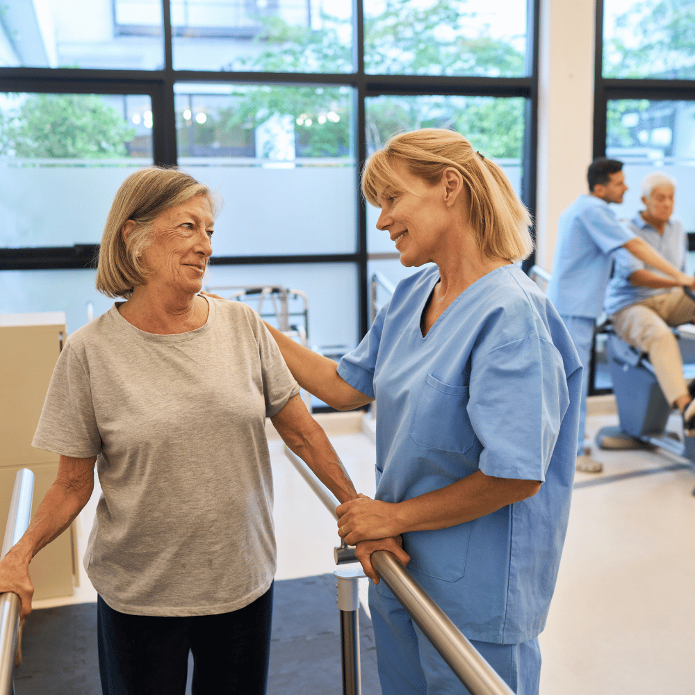 a friendly doctor offering help to a patient with shaky hands image